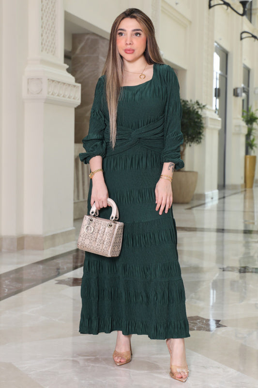 Green stretch dress with long sleeves 