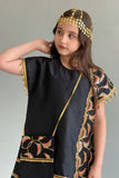 Kuwaiti girls' jalabiya, embroidered with sequins, black 