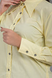 Solid yellow button-down collar shirt 