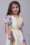 Girls' Shantoun robe, embroidered with colorful geometric patterns, white 