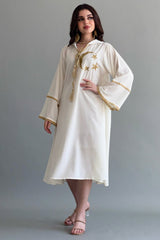 Jalabiya with embroidered caps in a Ramadan style, white