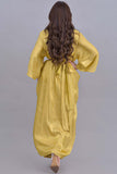 Yellow crystal embroidered split dress