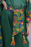 Girls' jalabiya, two pieces, embroidered with a green belt 