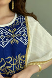 Kuwaiti jalabiya embroidered with Arabic letters, indigo color 