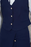 Blouse with tie neckline, navy blue