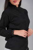 Black georgette shirt with ruffle collar 