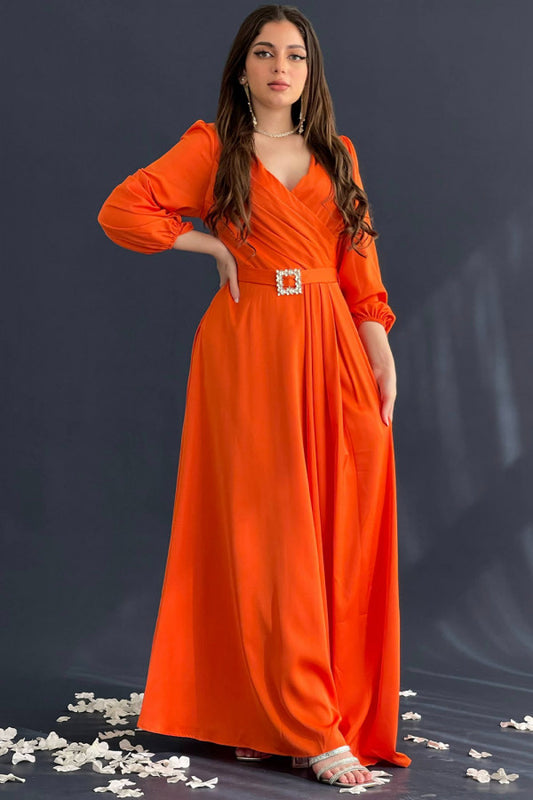Classic orange dress with belt