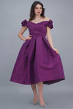 Taffeta midi dress, mauve color