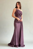 Purple crystal-embellished silk satin dress