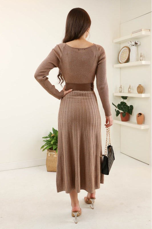 Khaki heart neck midi dress 