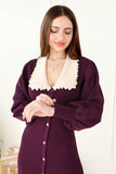 Purple shirt collar midi dress 