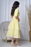 Yellow blouse and skirt set with split design