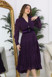 Solid color dress with ruffled layers, purple 