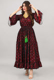 Galabiya Shalki, style of gala dress, burgundy color 