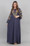 Embroidered oriental galabiya decorated with tassels and navy beads 