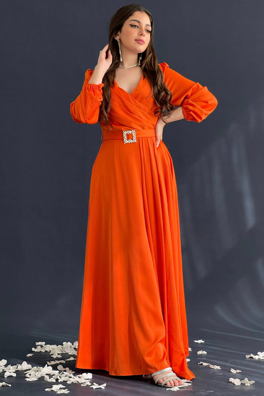 Classic orange dress with belt