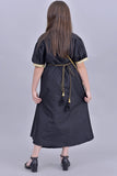 Girls' Shantoun robe with oriental design, embroidered in gold, black colour 