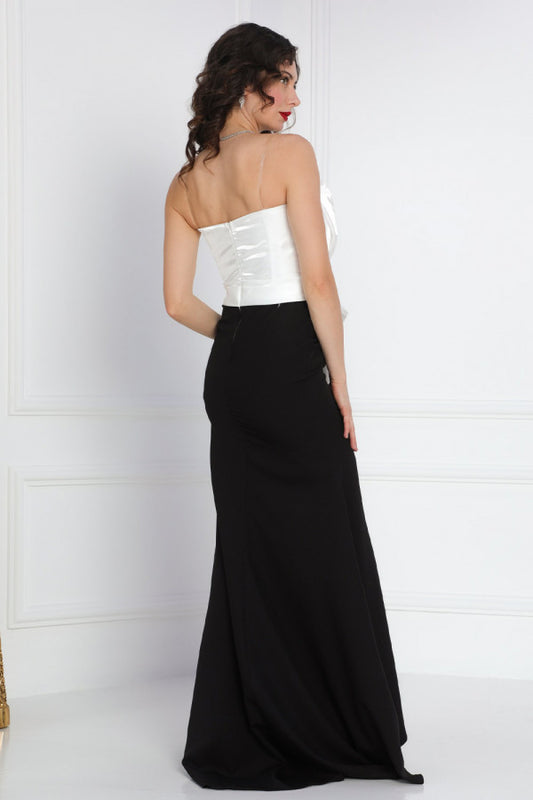 Evening dress with split design, white