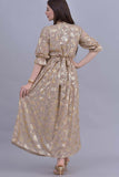 Jalabiya dress design embroidered with golden beige sequins