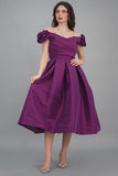 Taffeta midi dress, mauve color