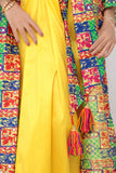 Girls' jalabiya, two pieces, embroidered with a yellow belt 