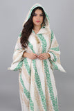 Moroccan galabiya with Islamic patterns, green color