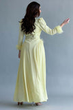 فستان بتصميم زم من الجوانب مزين بريش لون اصفر