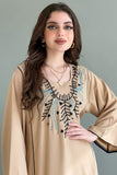 Jalabiya embroidered with sugar cut, beige color