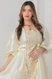 Oriental galabiya embroidered with puff sleeves, sugar colour 