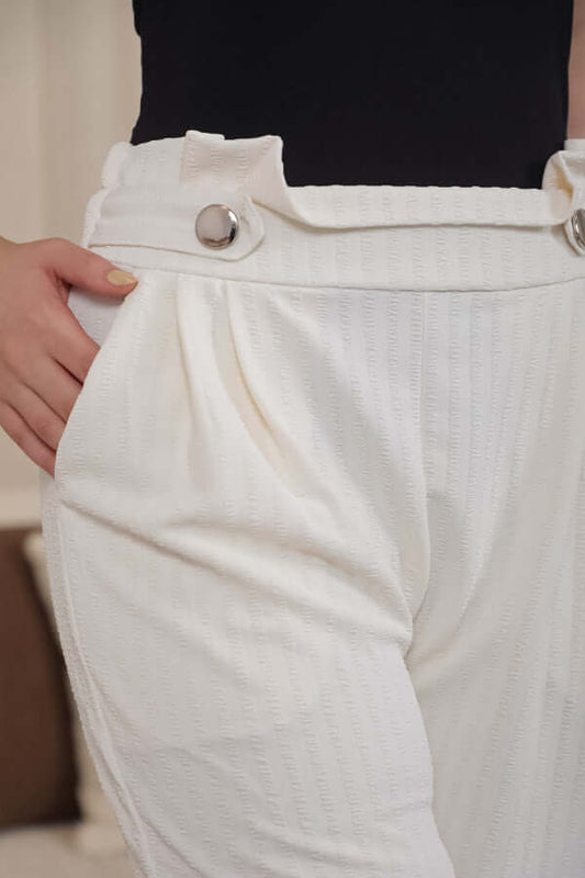 White high waisted trousers 