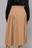 Midi skirt with pleated sides, dark beige colour 