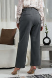 Straight leg trousers with high waist, gray