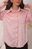 Pink satin draped shirt