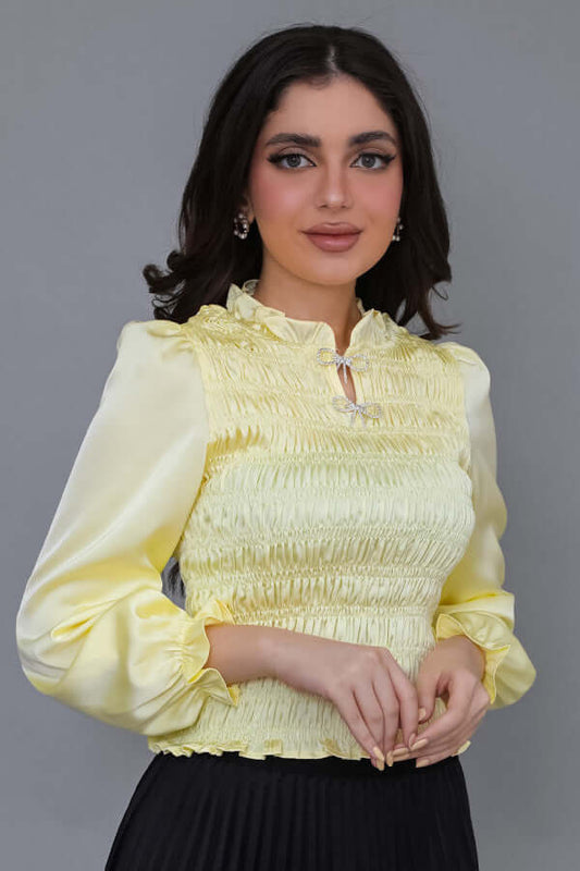 Yellow satin blouse