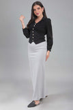 Contrasting short blouse with gold buttons, black color 