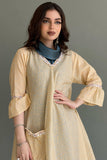 Two-piece galabiya lined with satin, beige color