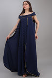 Two-piece Gulf jalabiya with a modern design, navy blue colour