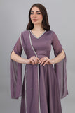 فستان ساتان كيب بتصميم شال عالكتف لون موف