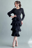 Black maxi dress with tiered ruffles