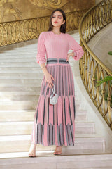 Pink round neck maxi dress