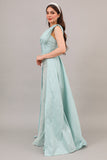 Tiffany color embroidered evening dress