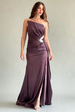 Purple crystal-embellished silk satin dress