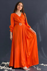 Classic orange dress with belt