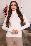 Winter blouse with high collar and long sleeves, white 