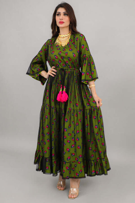 Galabiya Shalki, galosh dress style, apple color 