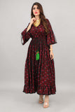 Galabiya Shalki, style of gala dress, burgundy color 