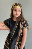 Kuwaiti girls' jalabiya, embroidered with sequins, black 