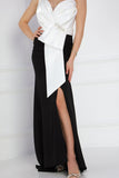 Evening dress with split design, white