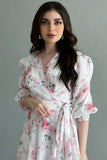 Pink chiffon dress with wrap style