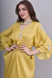 Yellow crystal embroidered split dress